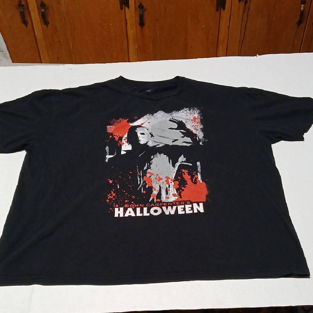 John Carpenter's Halloween T-Shirt Michael Myers B&W Shadows w/ Red Splatter 3X